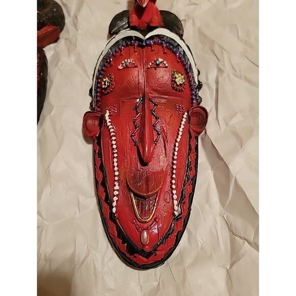 2 Design Toscano Masks Of The Congo African Wall Sculptures Bullhead & Toucan - Picture 5 of 10